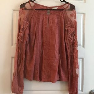 sheer lace long sleeve top